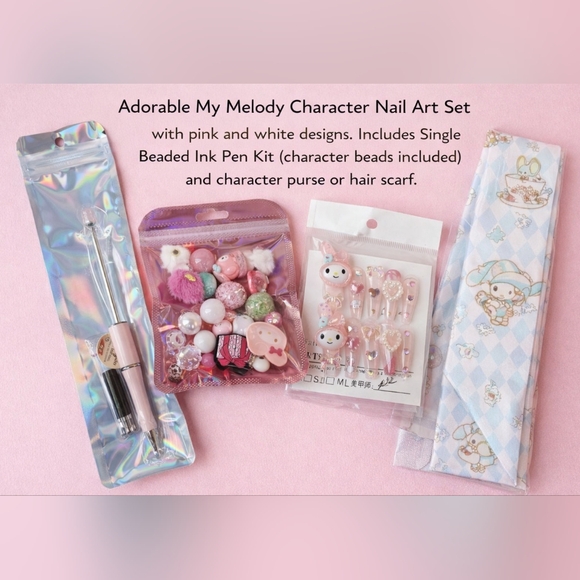 My Melody Other - My Melody Character Nail Art & Beaded Pen Gift Bundle